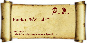Perka Máté névjegykártya